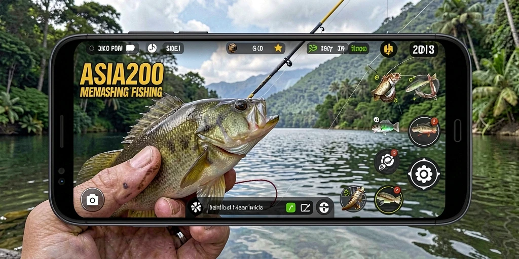 Screenshot utama ASIA200 menampilkan aksi memancing yang seru dan realistis.