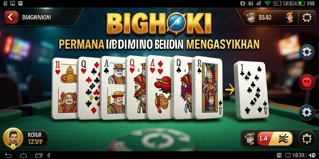 Tampilan gameplay seru dalam permainan Domino BIGHOKI.