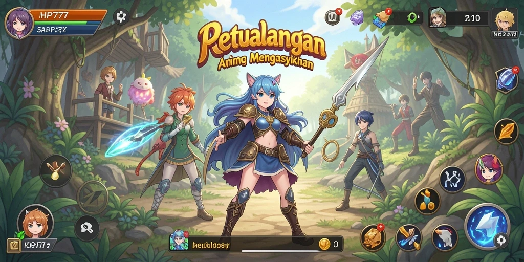 Tampilan gameplay HP777 yang penuh aksi dan karakter anime.