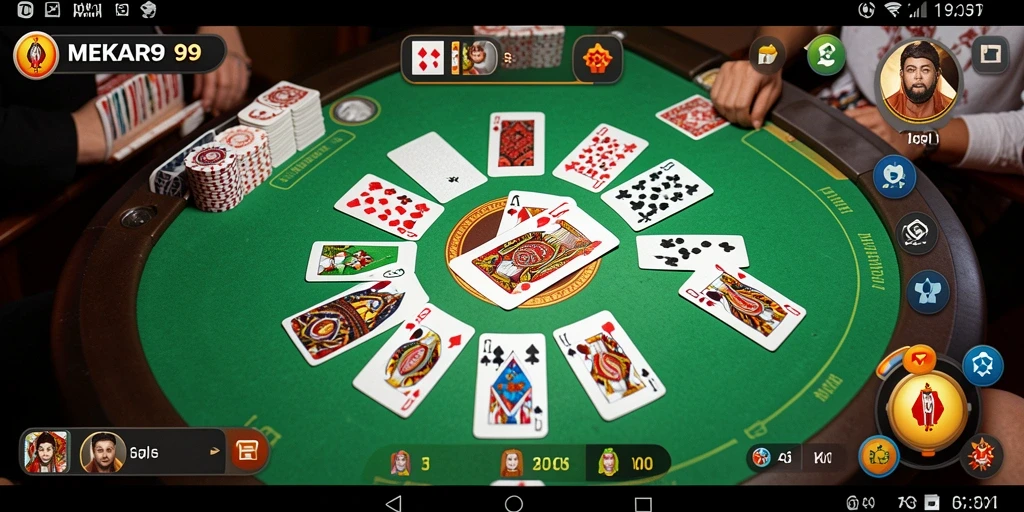 Screenshot MEKAR99 menampilkan gameplay seru Gaple dengan teman.
