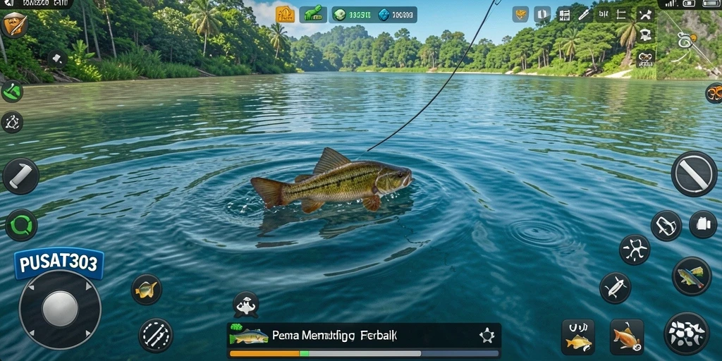 Screenshot PUSAT303 menampilkan aksi menangkap ikan yang mendebarkan.