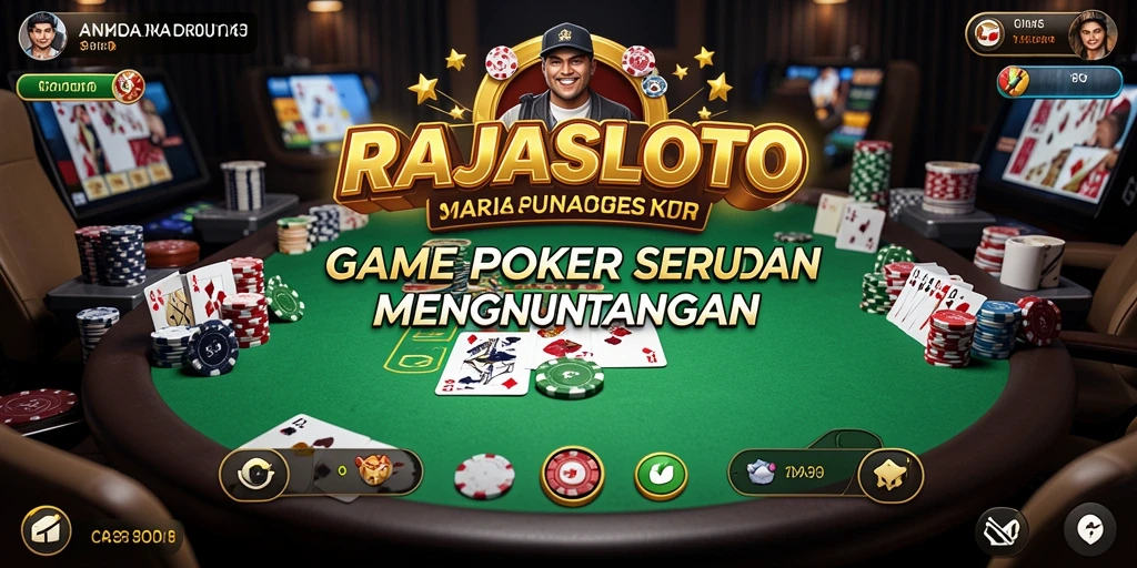Screenshot RAJASLOTO menunjukkan pemain menikmati permainan poker yang menegangkan.