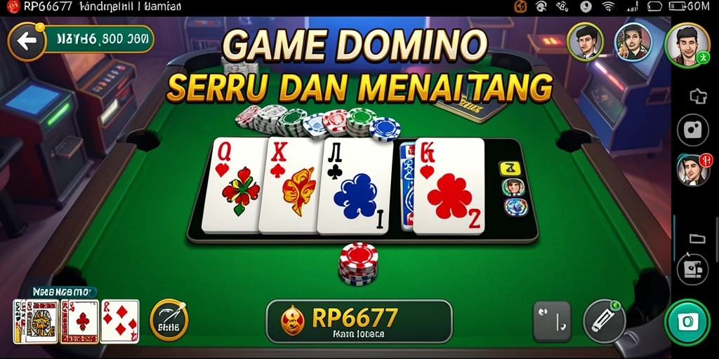 Tampilan gameplay seru dalam RP6677 saat bermain Domino bersama teman.