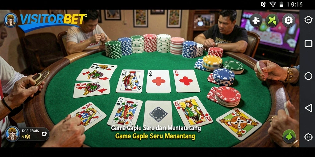 Tampilan gameplay Gaple yang seru dan interaktif di VISITORBET.