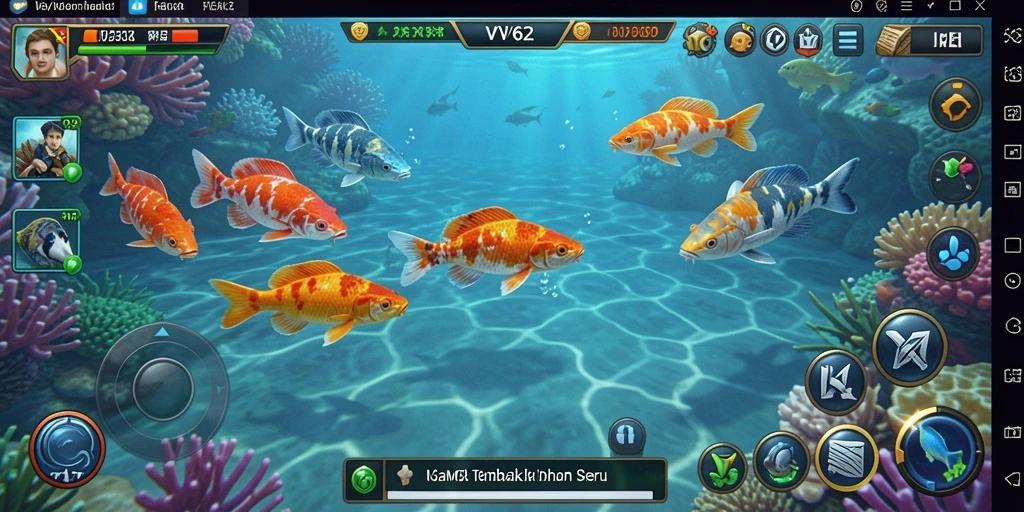 Tangkapan layar gameplay <strong>VV62</strong> menampilkan aksi menembak ikan yang seru.